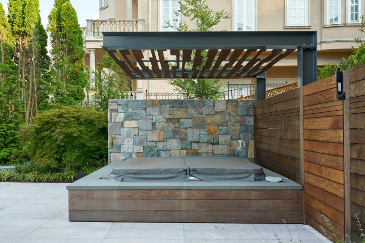 Modern pergola over hot tub