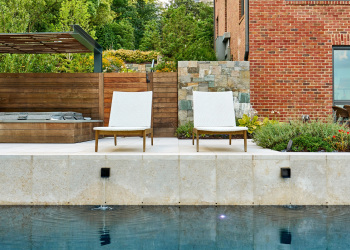 Seating area by the custom pool