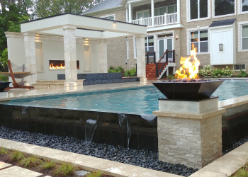 Custom pool design in McLean with a contemporary infinity edge