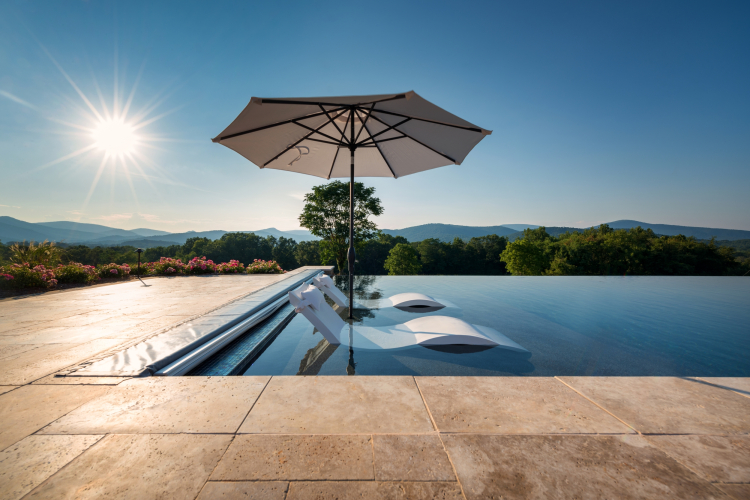 Shenandoah-Retreat-Backyard with a View Showcasing Custom Pool Design with Seating