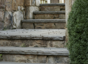 Close up of masonry work on landscaping steps