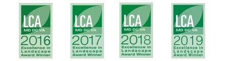 Award logos for LCA MD DC VA 2013, 2017, 2018, and 2019