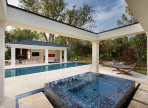 Pavilion and custom hot tub pool design in Aldie, VA
