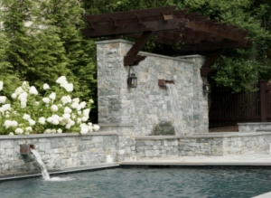 landscape design Potomac, MD with custom pool and water features