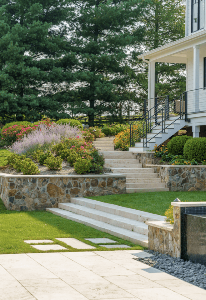 Landscape walkways and steps at an Aldie, VA home