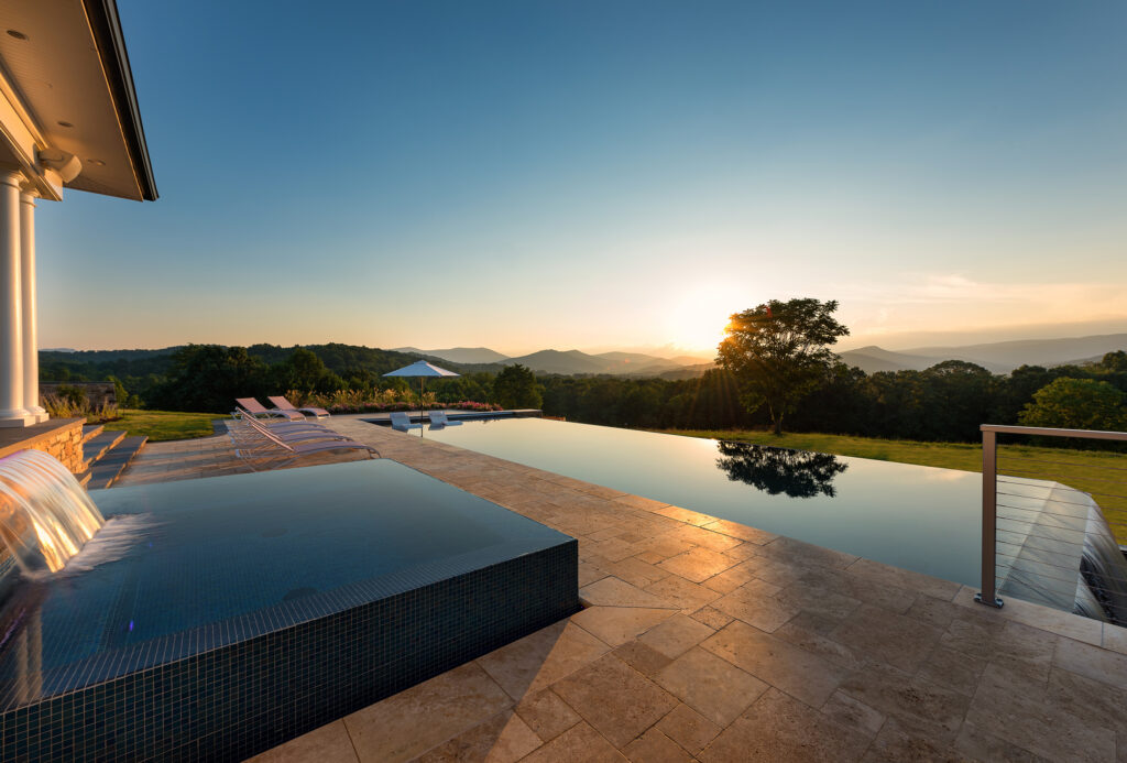 deck and pool at sunset by an Outdoor Living Company in Arlington, VA