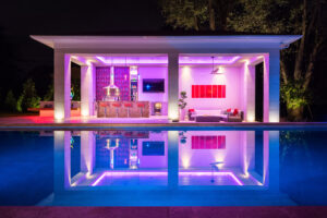 pool house at night
